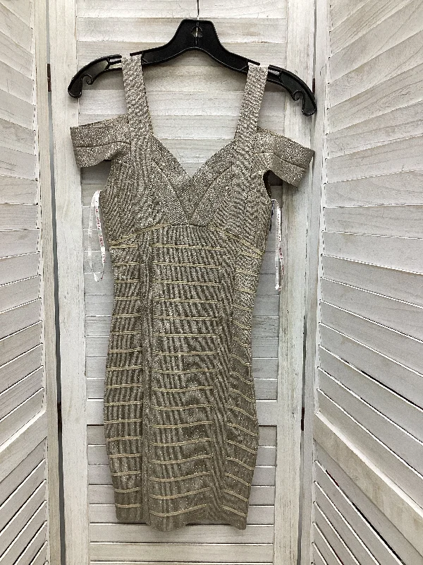 Dress Party Midi By Guess In Silver & Tan, Size: S